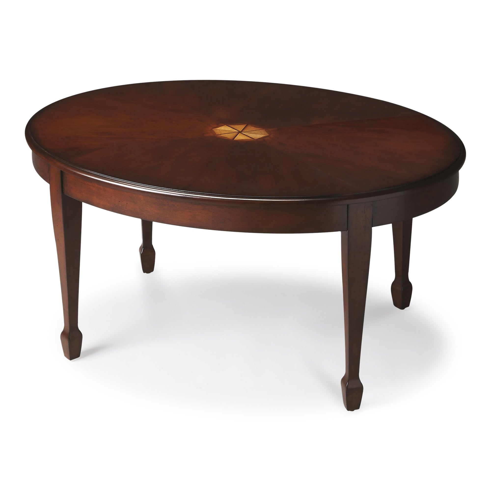 Butler Specialty Elegant Traditional Oval Dark Brown Cherry Cocltail/Coffee Table Cocktail Tables Butler Specialty