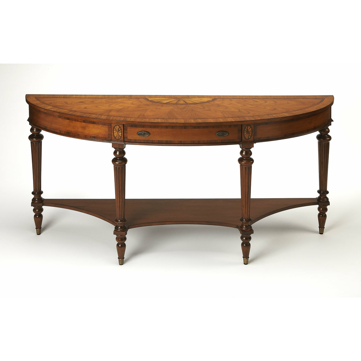 Butler Specialty Medium Brown Demilune Traditional Connoisseur&#39;S Console Table Consoles/Sofa Tables Butler Specialty