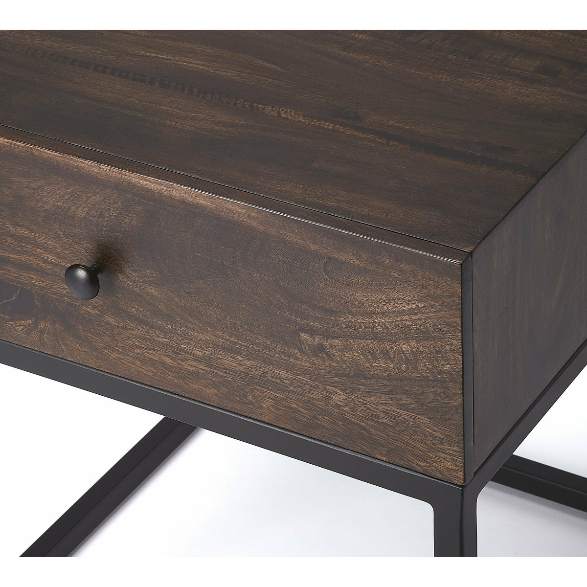 Butler Specialty Minimalistic Industrial Style Square Dark Brown Coffee Iron End Table Accent Tables Butler Specialty