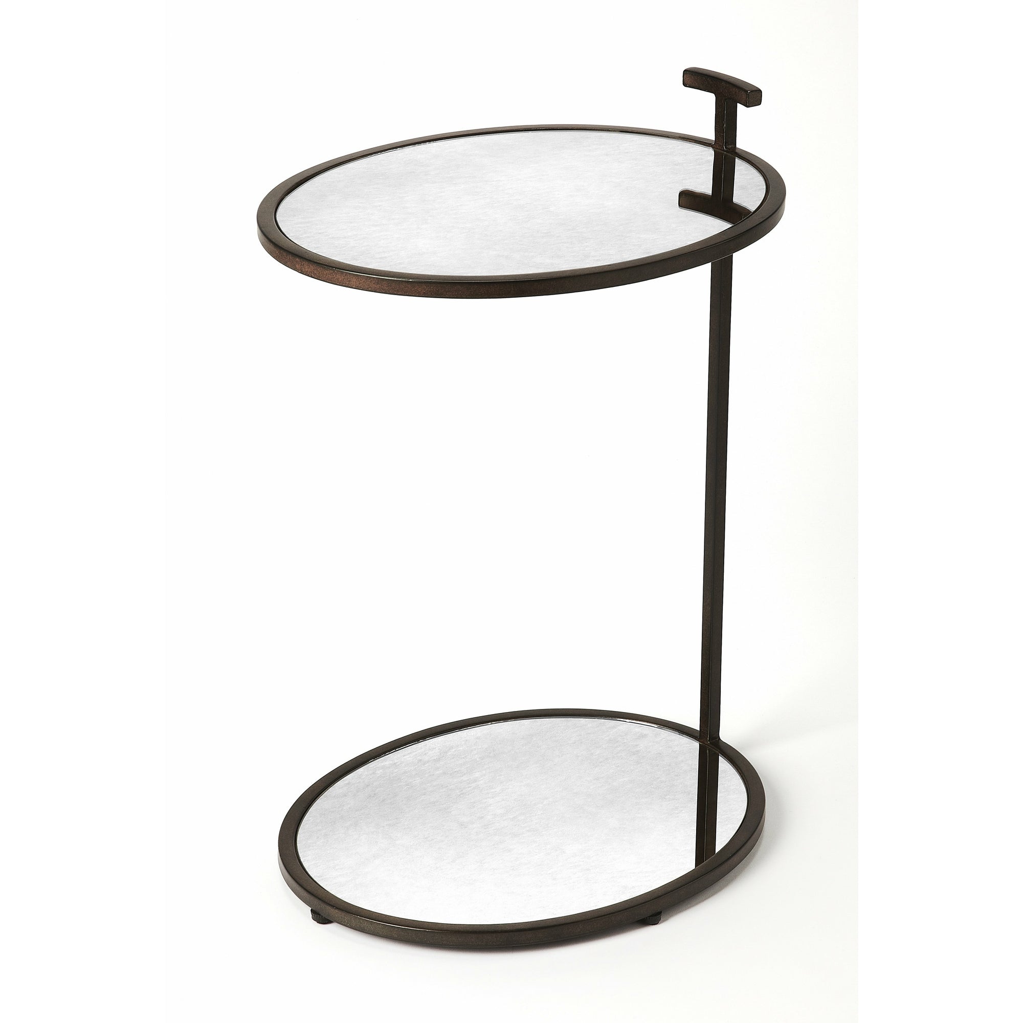 Butler Specialty Clean Contemporary Oval Bronze Metal Mirror Side Table Accent Tables Butler Specialty
