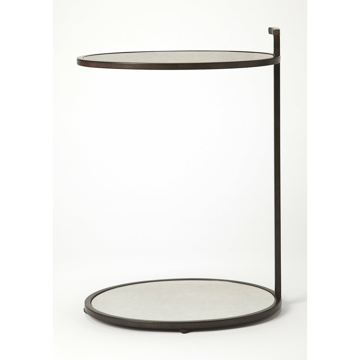 Butler Specialty Clean Contemporary Oval Bronze Metal Mirror Side Table Accent Tables Butler Specialty