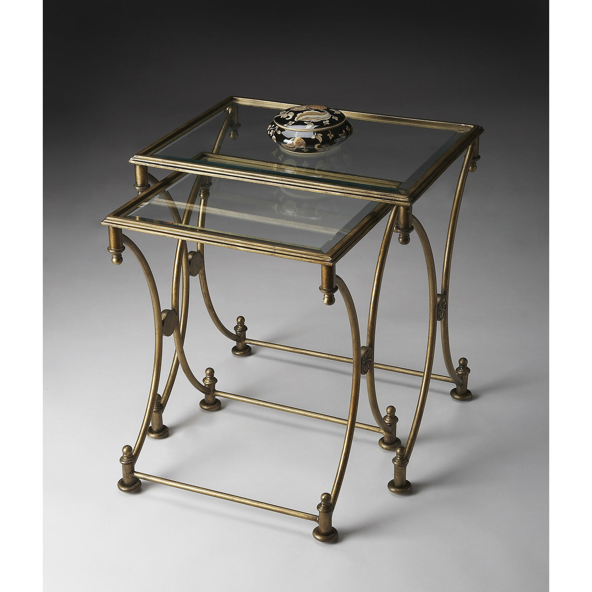 Butler Specialty Transitional Rectangular Antique Gold Nesting Tables Nesting Tables Butler Specialty