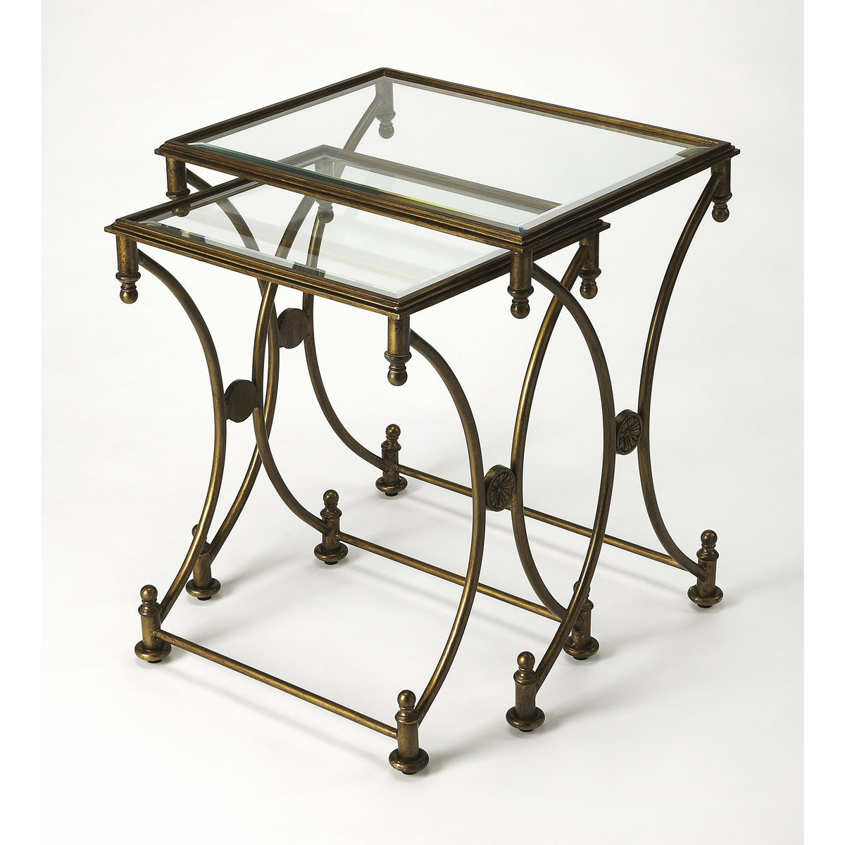 Butler Specialty Transitional Rectangular Antique Gold Nesting Tables Nesting Tables Butler Specialty