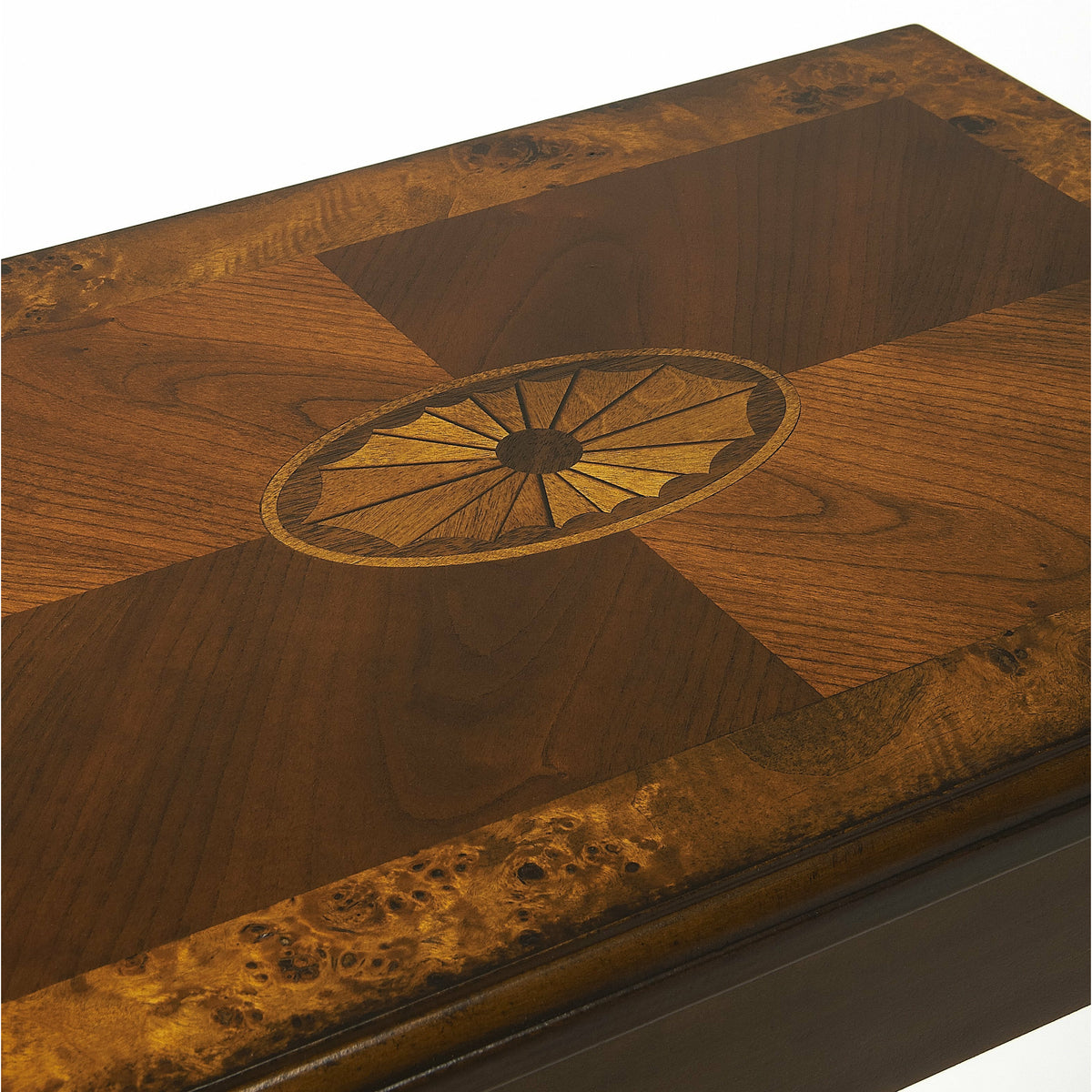 Butler Specialty Traditional Rectangular Medium Brown Olive Ash Burl Side Table Accent Tables Butler Specialty