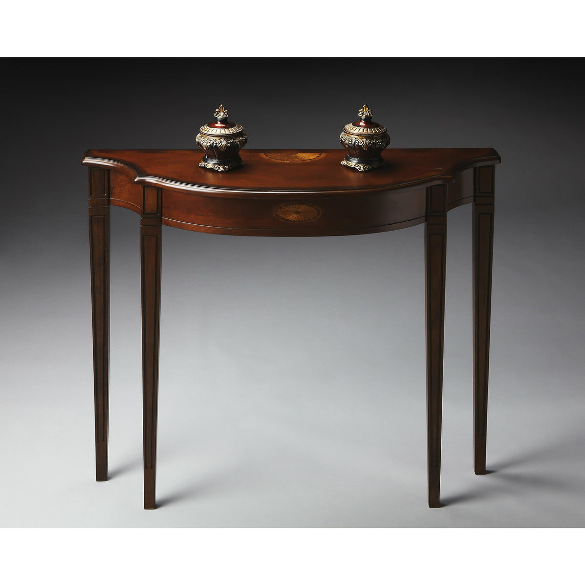 Butler Specialty Traditional Demilune Dark Brown Cherry Console Table Consoles/Sofa Tables Butler Specialty