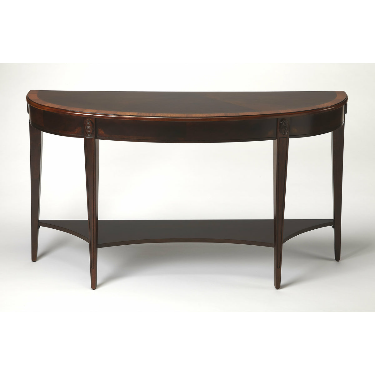 Butler Specialty Traditional Dark Brown Cherry Nouveau Demilune Console Table Consoles/Sofa Tables Butler Specialty