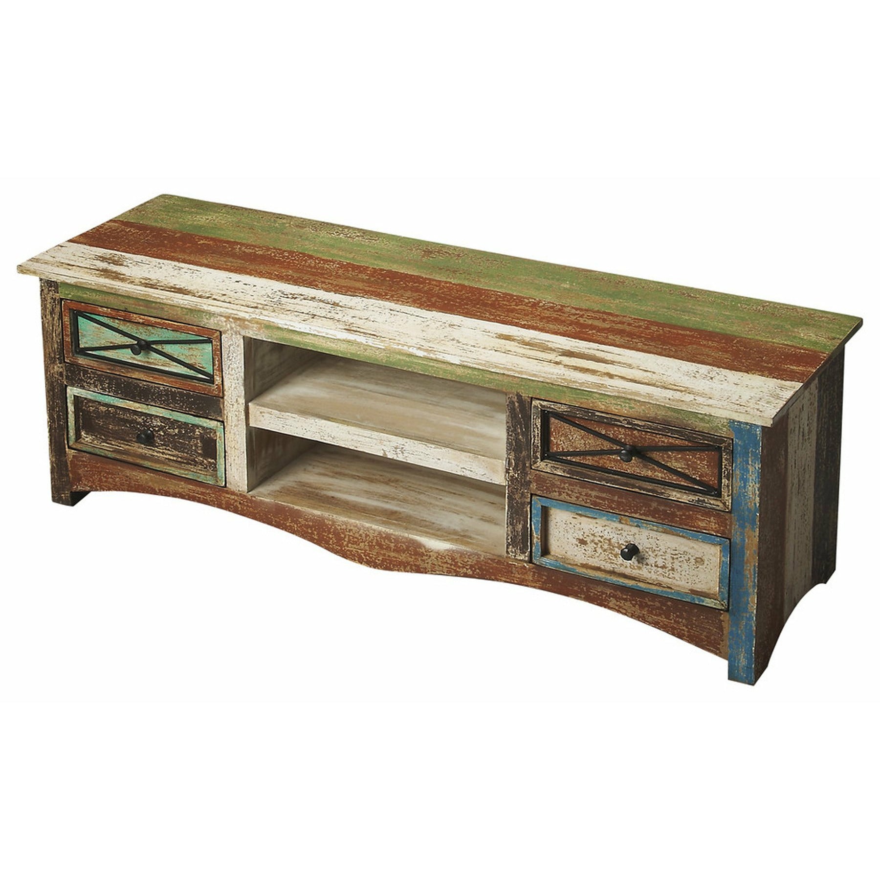 Butler Specialty Drawers Shelves Transitional Rectangular Recycled Wood Entertainment Console Entertainment Centers Butler Specialty