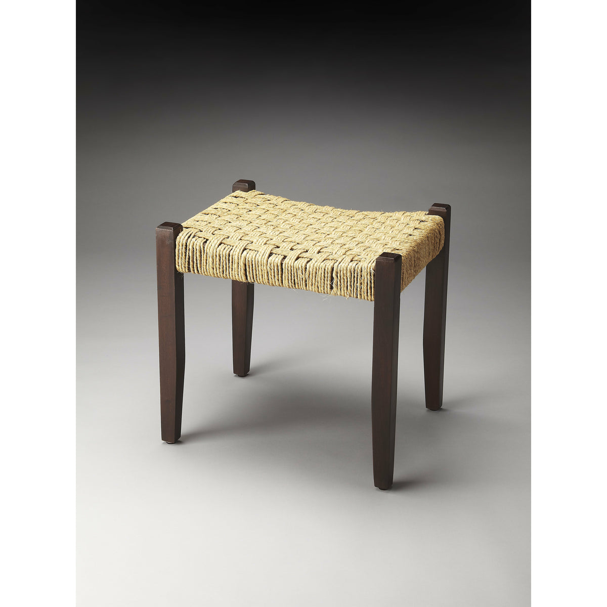 Butler Specialty Rectangular Woven Jute Ang Mango Wood Stool Benches Butler Specialty