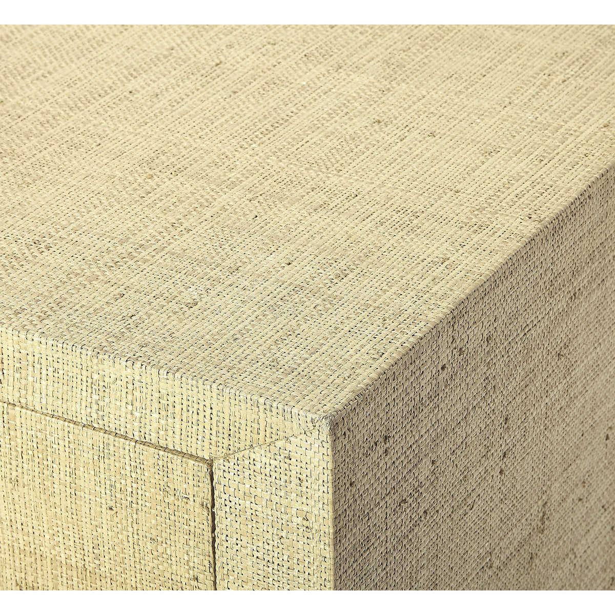 Butler Specialty Modern Rectangular Cream Beige Raffia End Table Accent Tables Butler Specialty