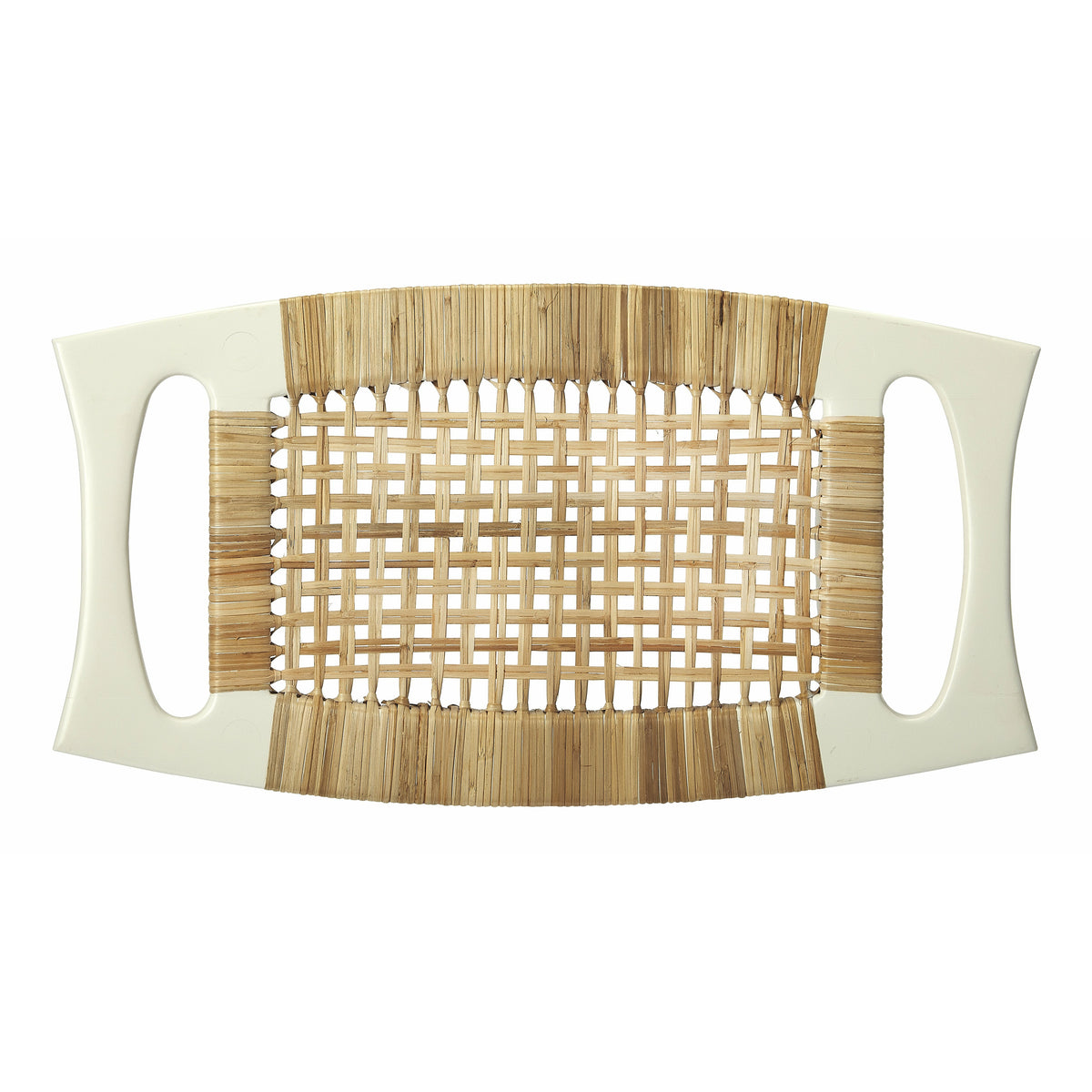 Butler Specialty Modern Rectangular Wuite Wood With Woven Cane Stool Benches Butler Specialty