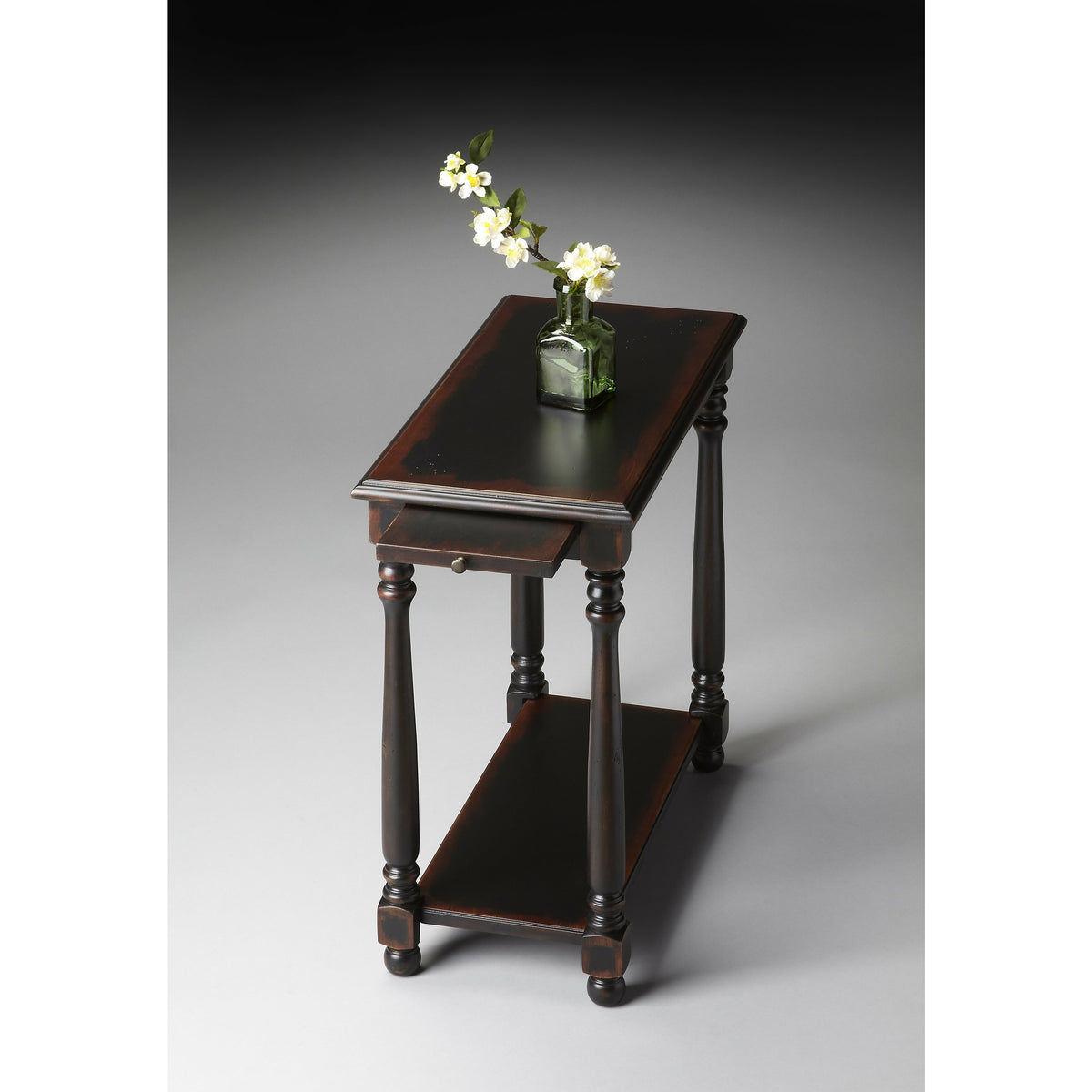 Butler Specialty Transitional Rectangular Midnight Rose Black Chairside Table Chairside Chests Butler Specialty