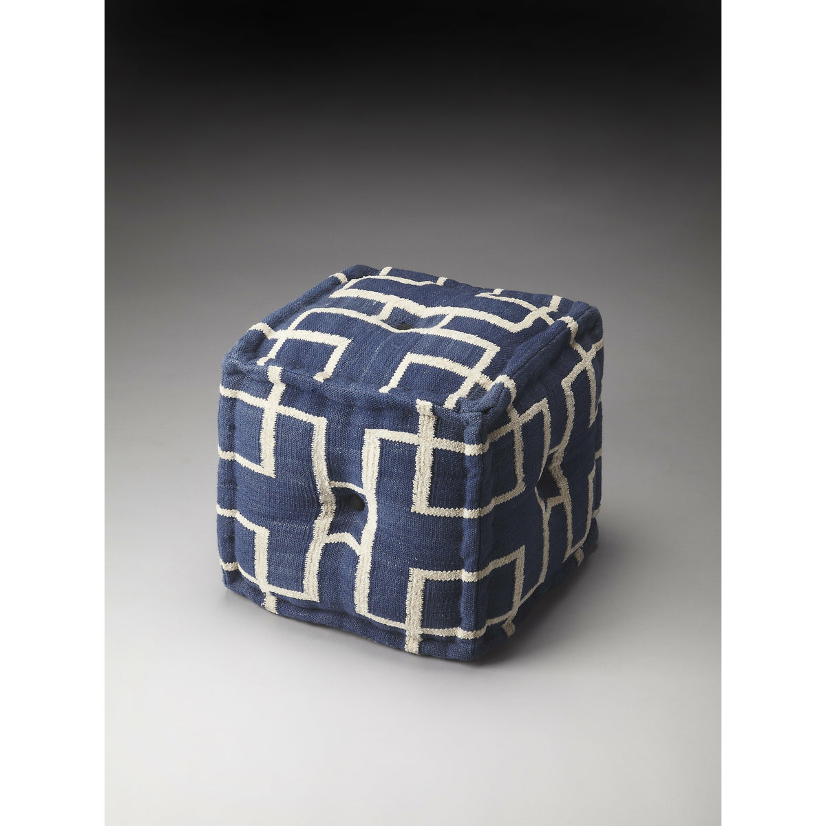 Butler Specialty Square Navy Blue Cotton Pouffe Benches Butler Specialty