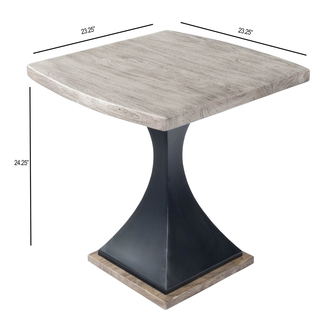 Butler Specialty Modern Square Gray Acacia Wood Metal End Table Accent Tables Butler Specialty
