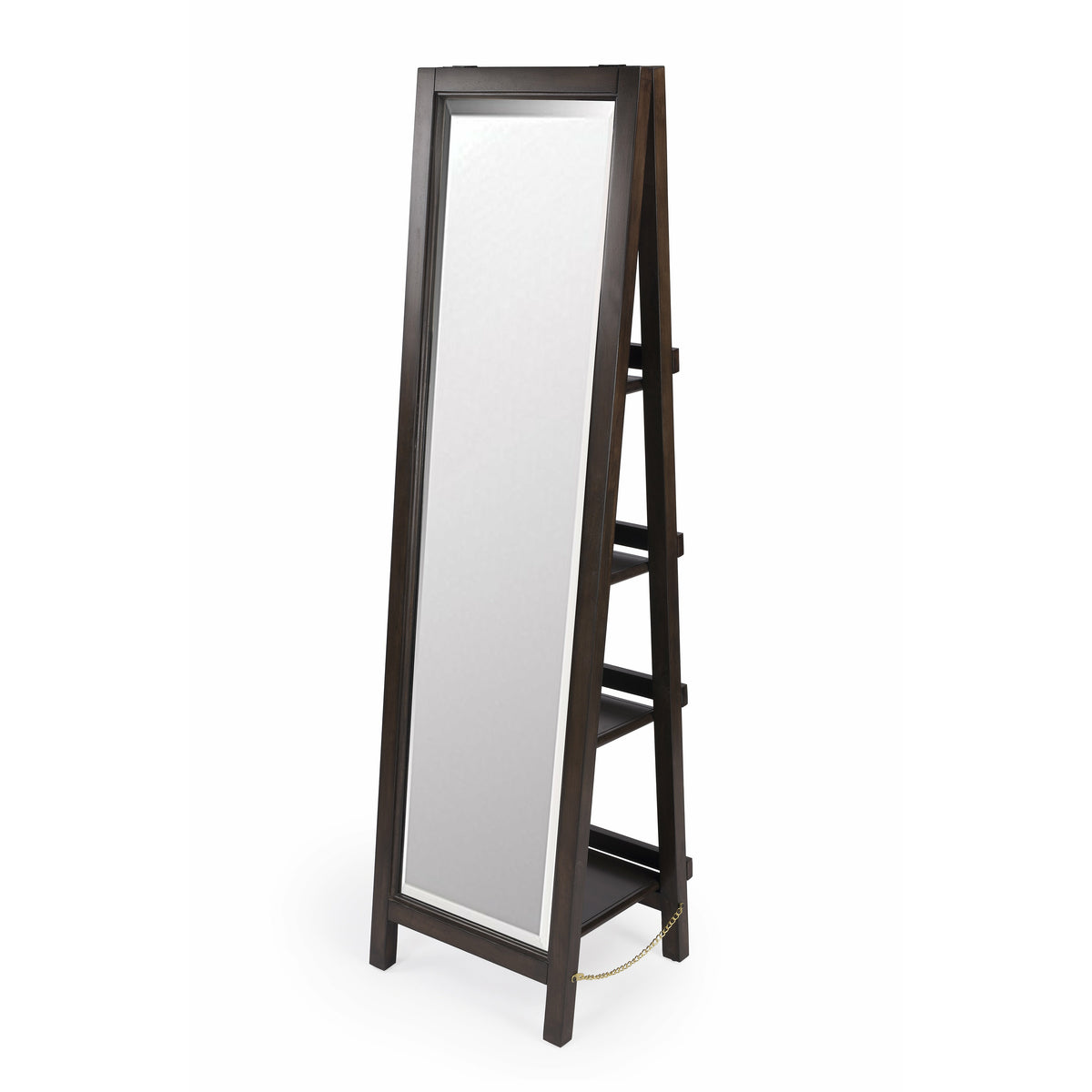 Butler Specialty Versatile Rectangular Dark Brown Wood Mirror With Shelves Mirrors Butler Specialty