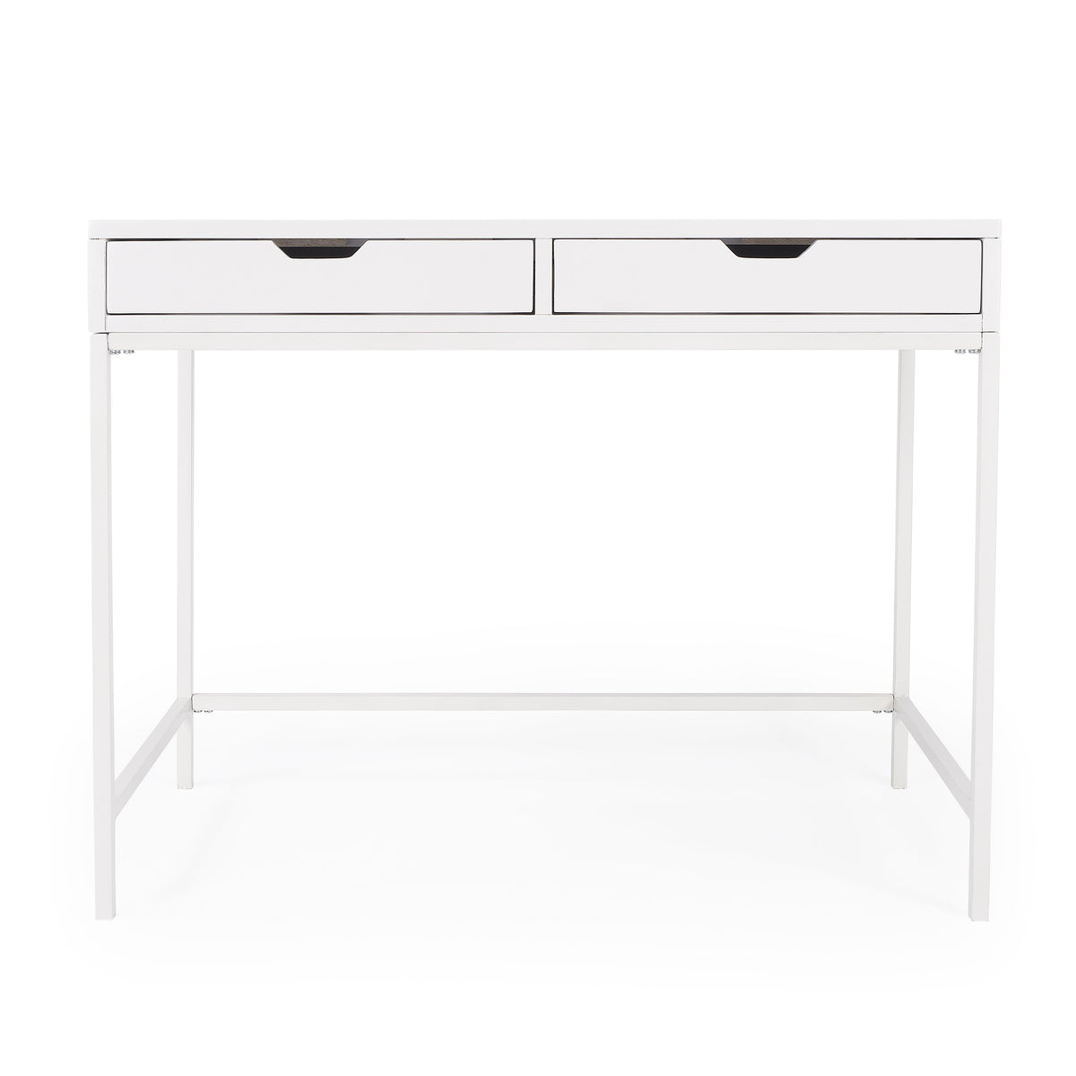 Butler Specialty Stylish Modern Rectangular White Wood Desk With 2 Drawers Desks &amp; Secretaries Butler Specialty