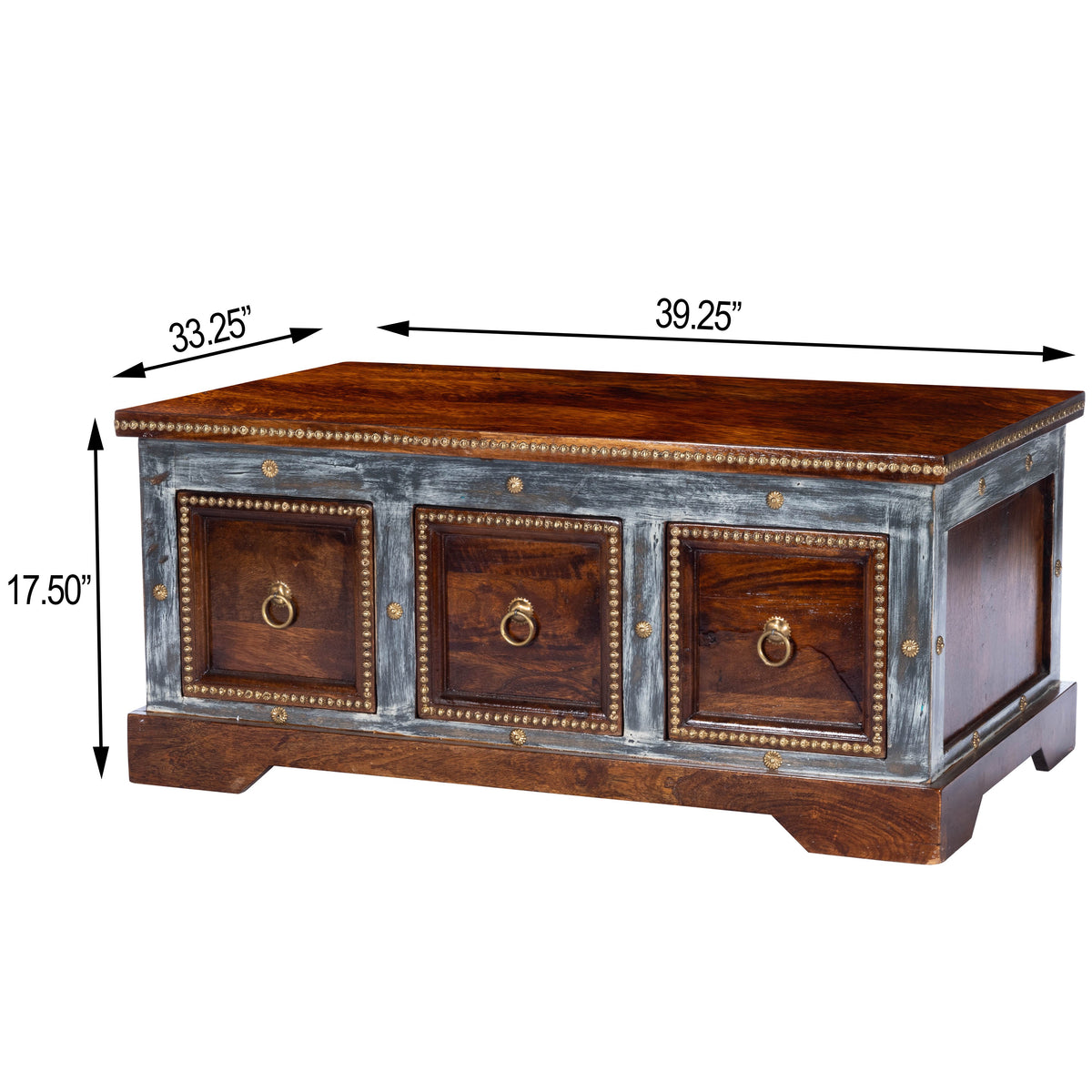 Butler Specialty Traditional Rectangular Medium Brown Wood Hand Painted Storage Coffee Table Cocktail Tables Butler Specialty
