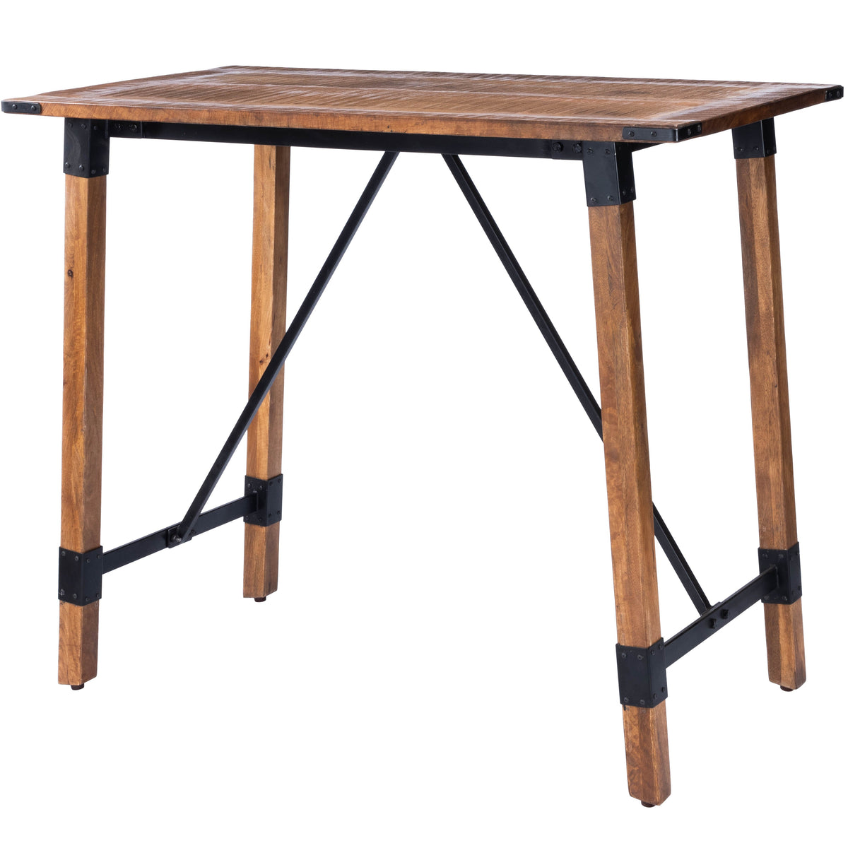 Butler Specialty Stylish Rectangular Natural Wood And Metal Pub Table Foyer Tables Butler Specialty