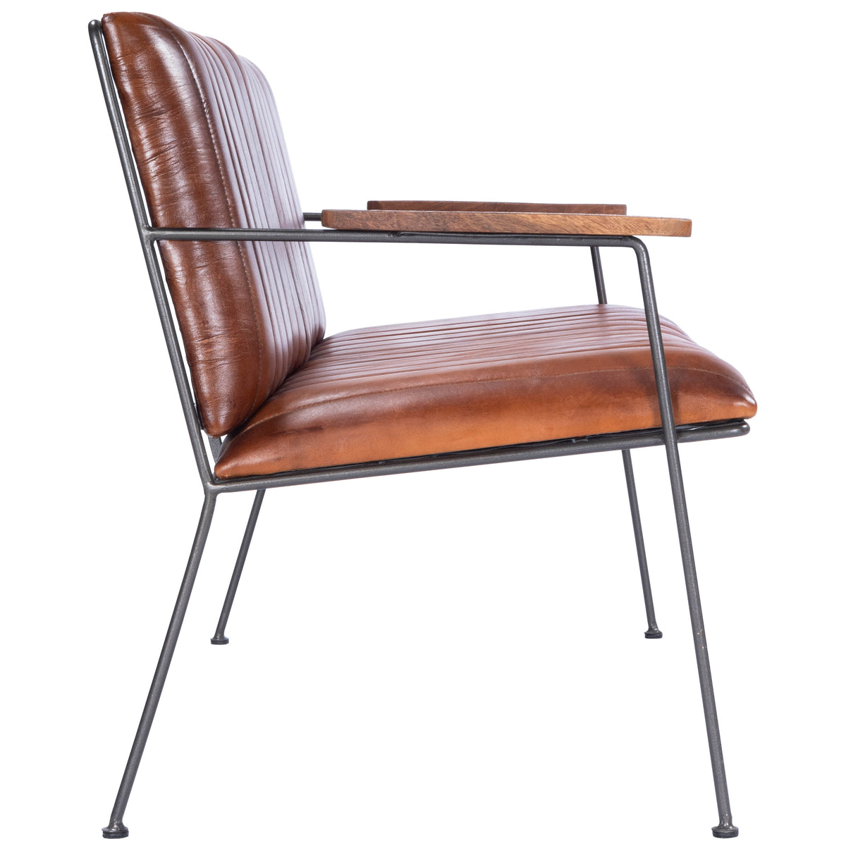 Butler Specialty Vintage Style Modern Rectangular Medium Brown Leather Metal Bench Benches Butler Specialty