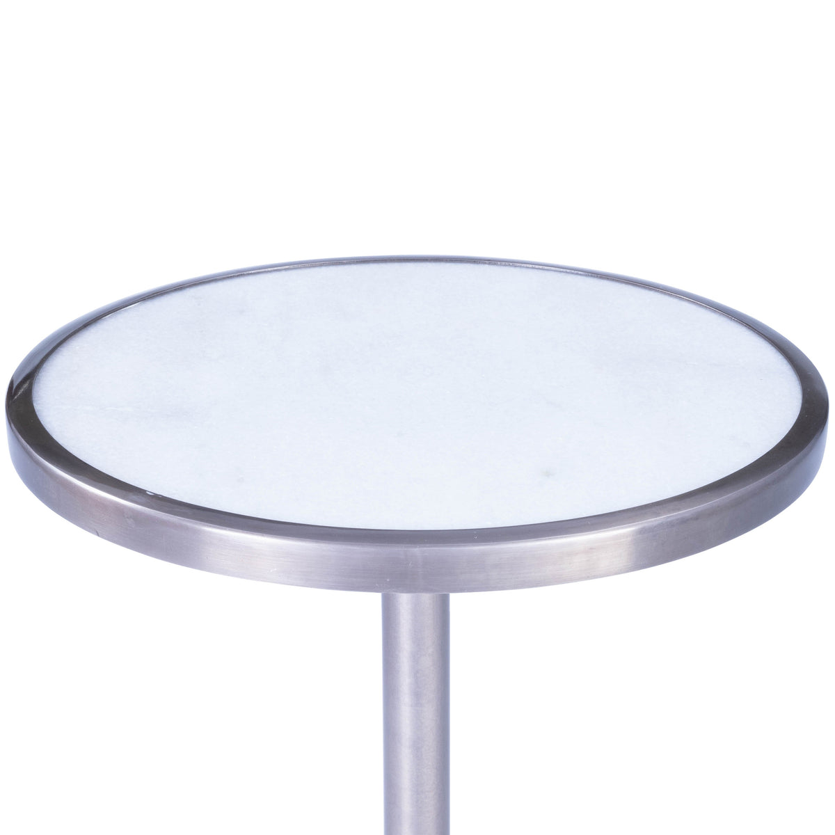 Butler Specialty Modern Round Silver Metal Marble End Table Accent Tables Butler Specialty