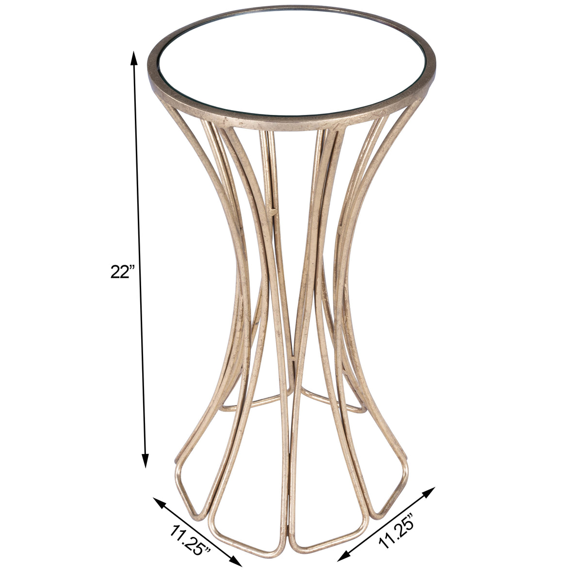 Butler Specialty Modern Round Antique Gold Metal Mirror End Table Accent Tables Butler Specialty