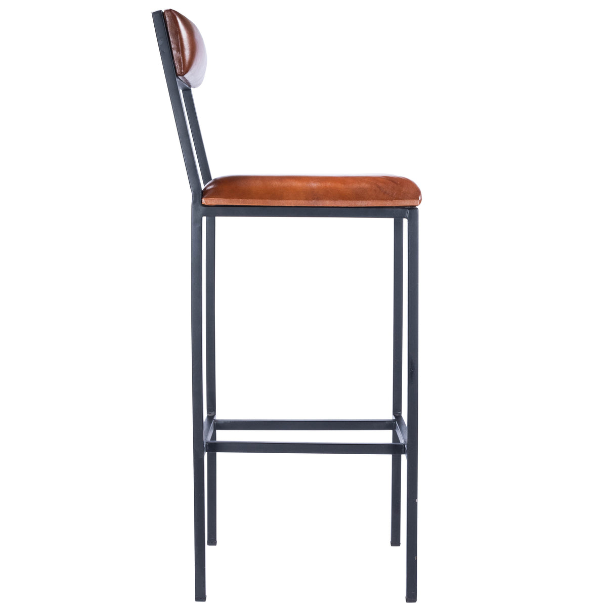 Butler Specialty Modern Rectangular Medium Brown Leather Metal Bar Stool Barstools Butler Specialty