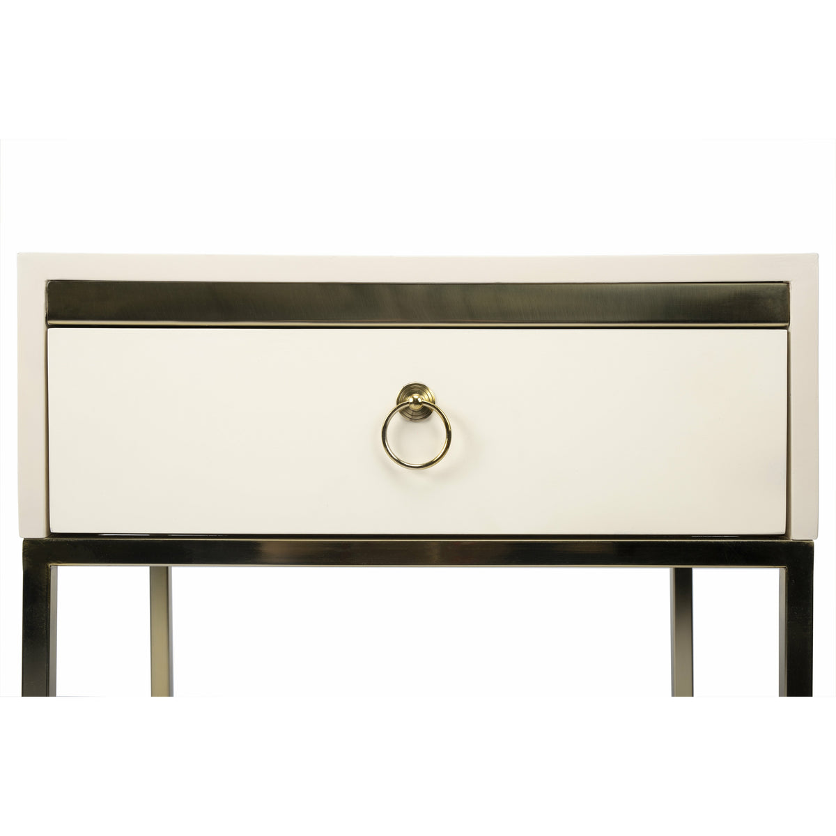 Butler Specialty Modern Rectangular White Gold Drawer End Table Accent Tables Butler Specialty