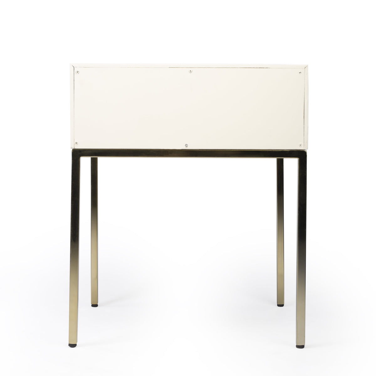 Butler Specialty Modern Rectangular White Gold Drawer End Table Accent Tables Butler Specialty