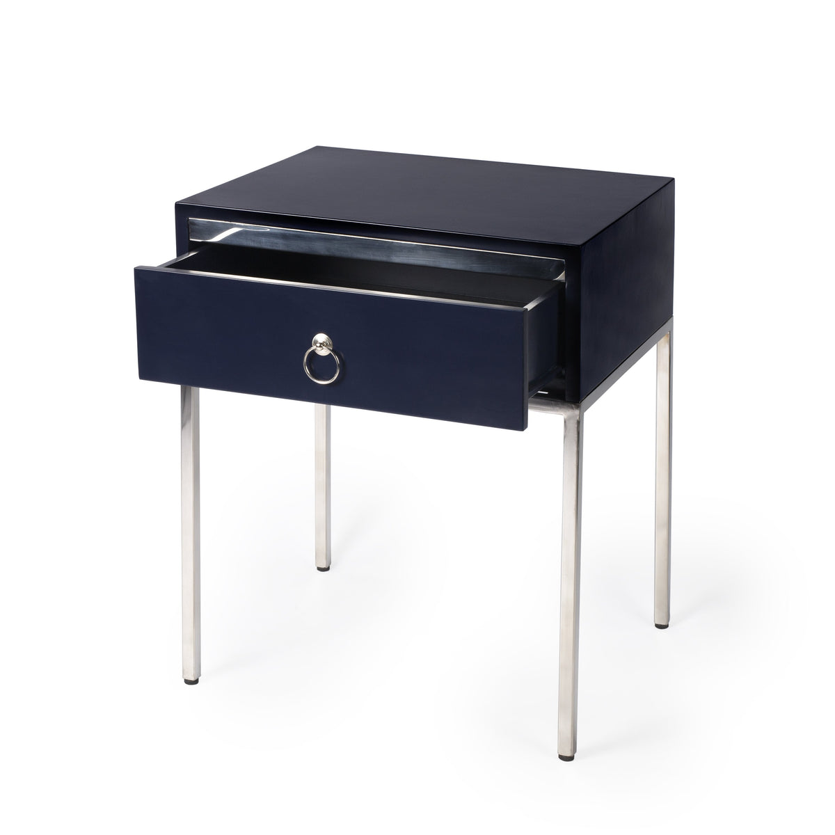 Butler Specialty Modern Rectangular Blue Silver End Table Accent Tables Butler Specialty