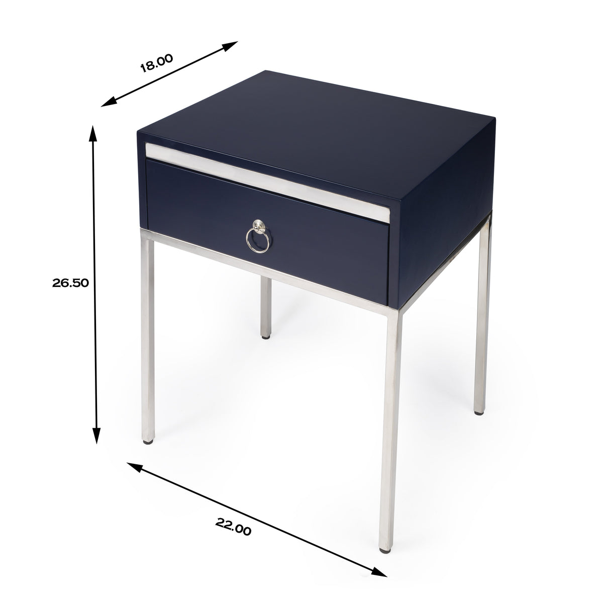 Butler Specialty Modern Rectangular Blue Silver End Table Accent Tables Butler Specialty
