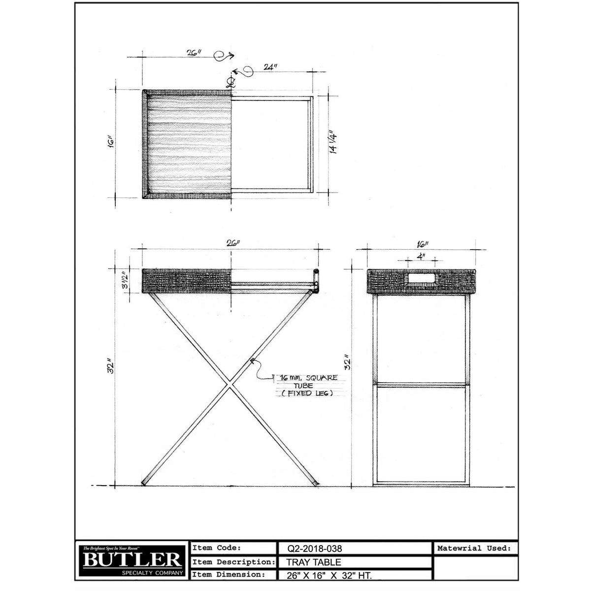 Butler Specialty Dark Brown Rattan Rectangular Traditional Tray Table Chests/Cabinets Butler Specialty