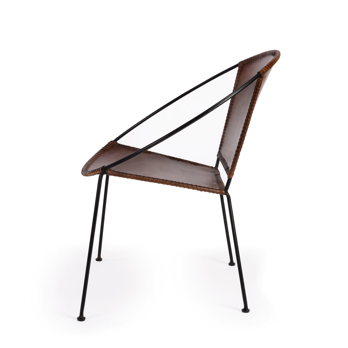 Butler Specialty Stylish Brown Leather Oval Accent Chair Accent Chairs Butler Specialty