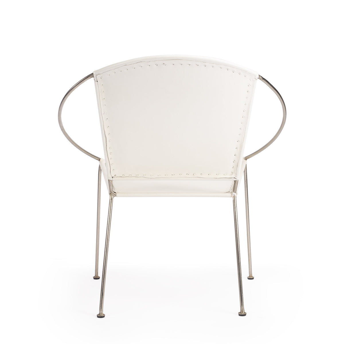 Butler Specialty Stylish White Leather Oval Accent Chair Accent Chairs Butler Specialty