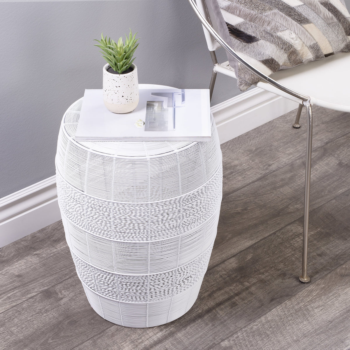 Butler Specialty Modern Round White Metal End Table Accent tables Butler Specialty