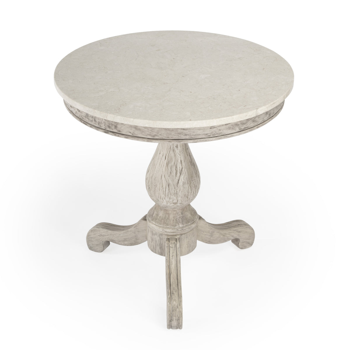 Butler Specialty Transition Vintage Style Rustic Grey Marble Round Accent Table Accent Tables Butler Specialty