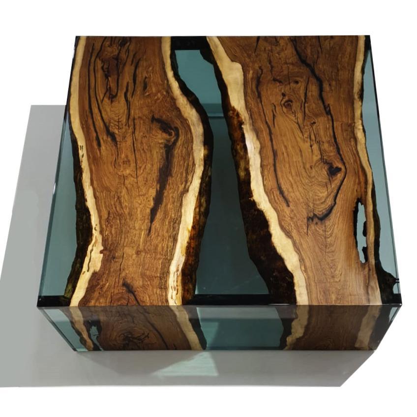 Arditi Smoked Aqua Green Waterfall Coffee Table Arditi