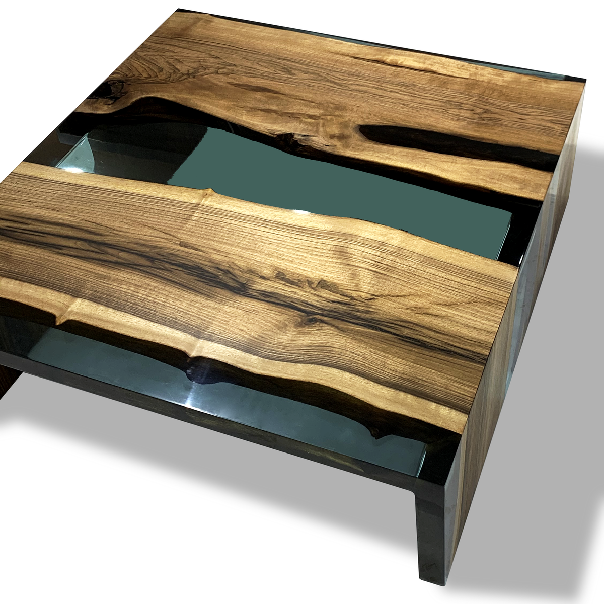 Arditi Smoked Aqua Green Waterfall Coffee Table Arditi